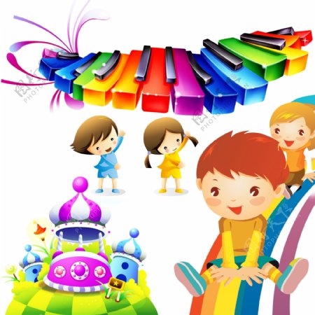 彩虹滑梯钢琴键盘图片