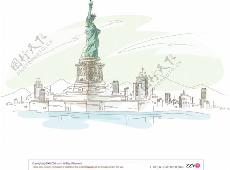 纽约城市风景矢量插画图片