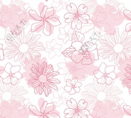 浅粉色手绘花卉无缝背景图片