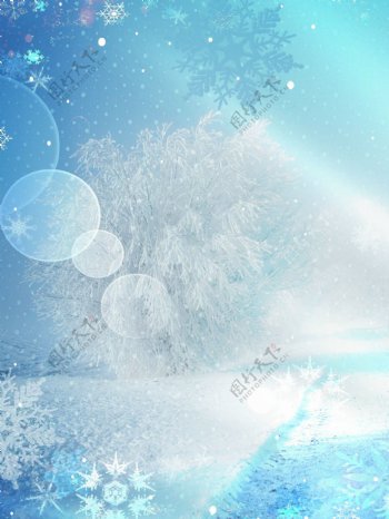 冬季梦幻雪花背景图片