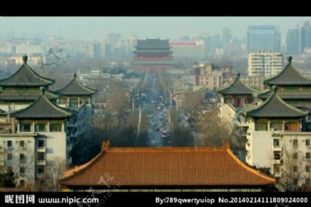 北京建筑人流背景视频