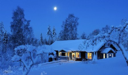 冬季乡村房子图片