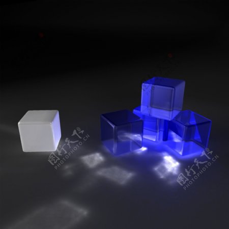 蓝色3D立方体图片