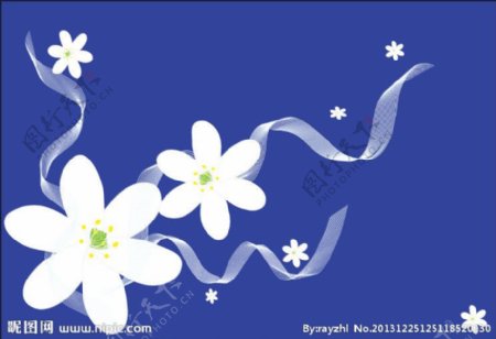 白色飘带花矢量背景图图片