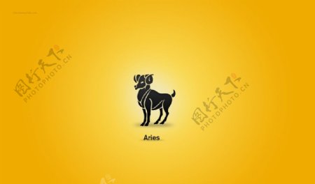 12星座黄色背景壁纸素材Aries图片