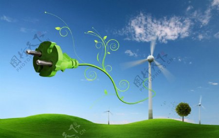 绿色生态能源设计风车图片