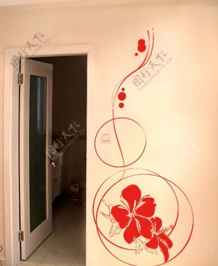 墙体手绘矢量和室内效果图图片