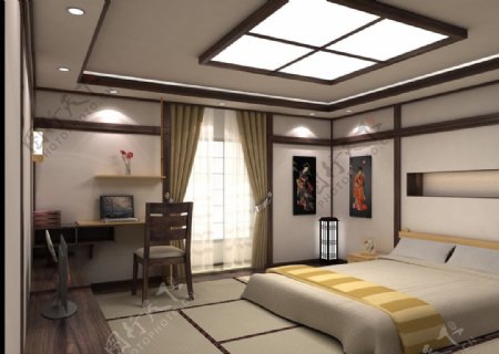 日系卧室房间图片