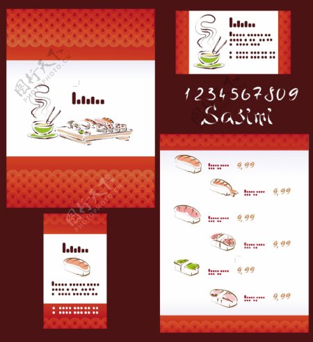 寿司菜单模板矢量素材图片