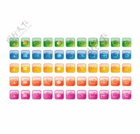 各种颜色系统常用按钮矢量水晶图标图片