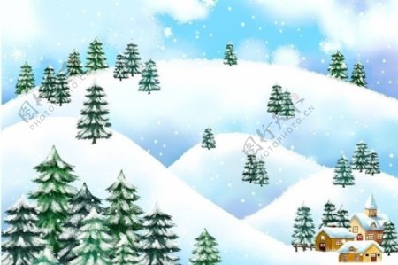冬天风景插画图片