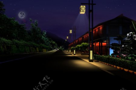 天台山景区夜景图图片