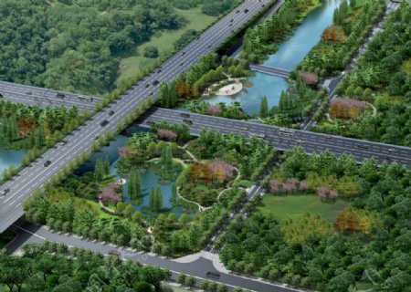城市高速路段环境规划效果图图片