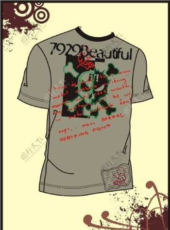 男装Tshirt印花设计骷髅英文字图片