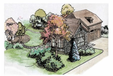 别墅花园手绘设计图图片