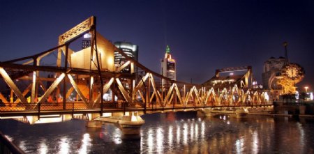 天津解放桥夜景图片