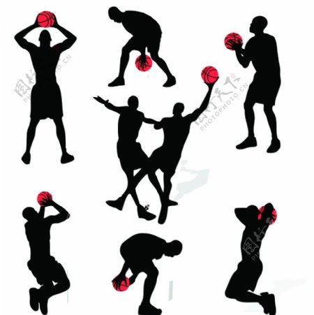 篮球动作人物矢量图图片