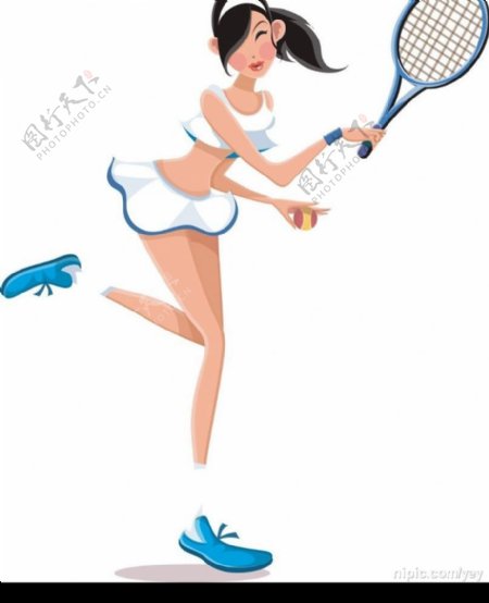 打网球女孩图片
