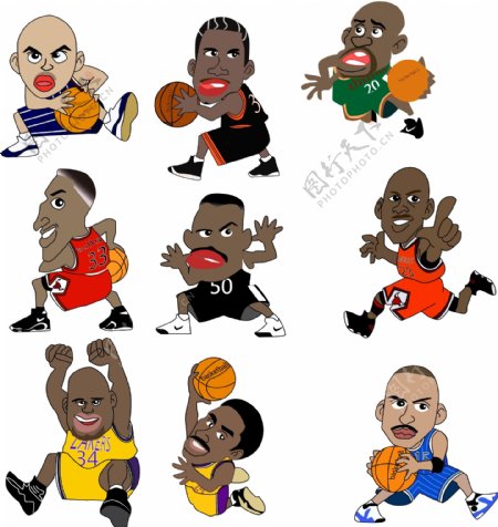 NBA球星小卡通图片