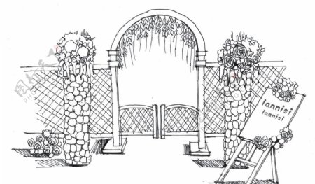 庭院婚礼手绘设计兰尼斯图片
