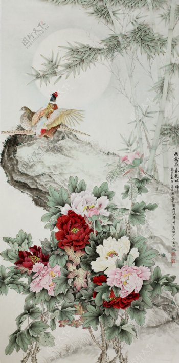 牡丹花鸟图图片