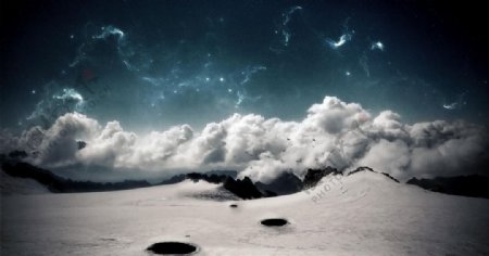 雪山星空背景图片