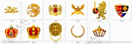 欧式金色徽章皇冠图标图片