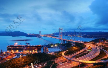香港青马大桥黄昏图片