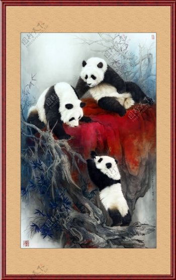 熊猫工笔画图片