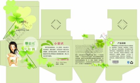 化妆棉赠品绿色包装设计图片
