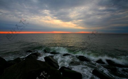 海岸日落景色图片