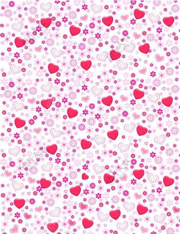 粉色心形花朵背景矢量素材图片