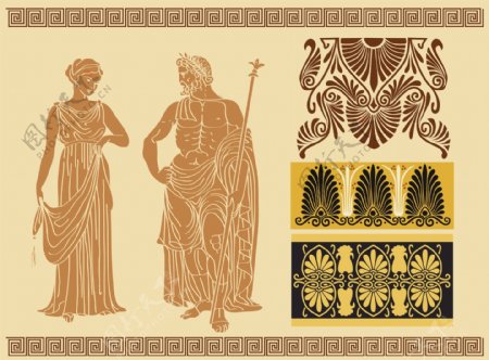 古希腊人物花纹图案图片
