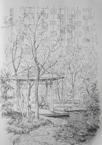 钢笔速写蓉城之家园图片
