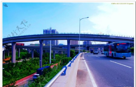 中国桥梁繁华交通图片