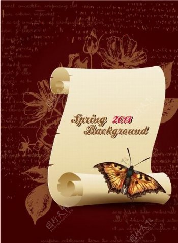 花纹蝴蝶卷轴图片
