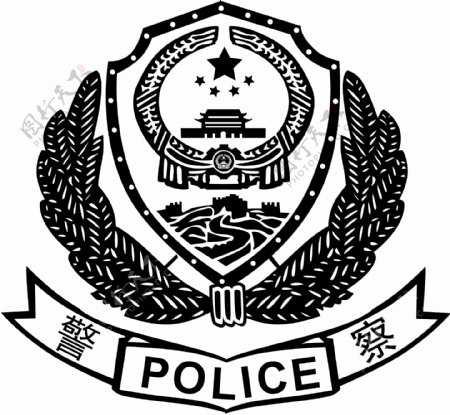 中国警察警徽矢量图片