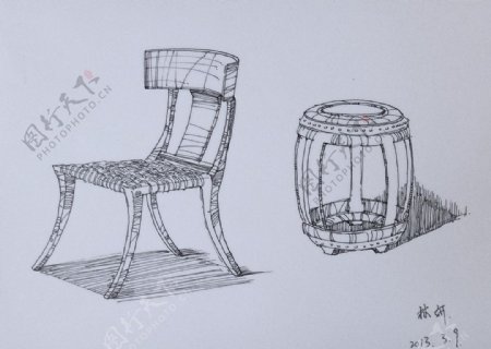 手绘椅子图片