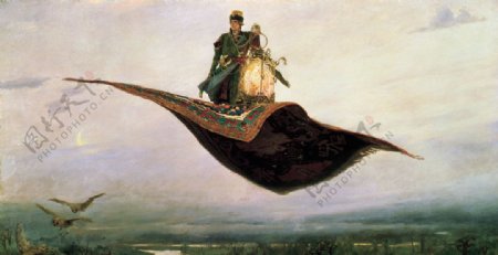 俄罗斯画家瓦士涅佐夫1880年的油画作品飞毯图片