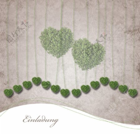 绿色心形植物背景图片
