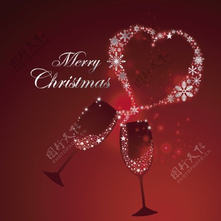圣诞节红酒杯背景图片
