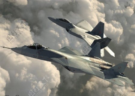 F22战斗机和T50战斗机图片