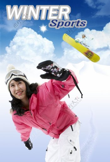 韩国美女帅哥滑雪图片