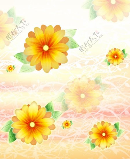 精美黄色花朵移动门图案图片