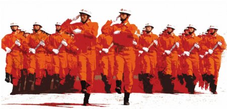 红色方阵消防标兵图片