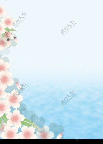 淡雅蓝色小花日本风格底纹图片