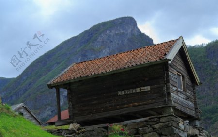 挪威农庄小木屋图片