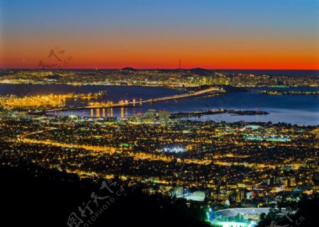 旧金山金门海湾初夜景色图片