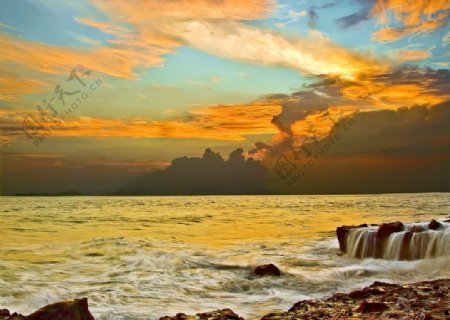 哥斯达黎加多米尼卡尔黄昏海景图片