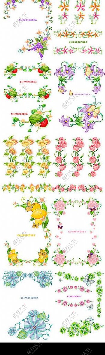 12种韩国花边角花图片